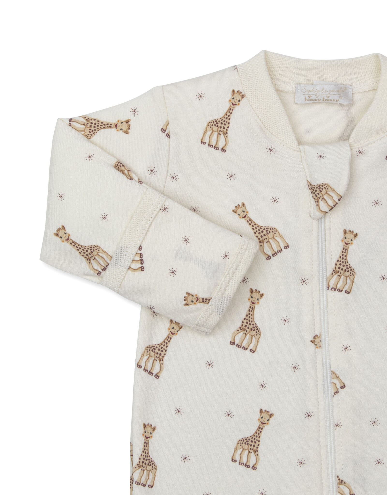 Kissy Kissy Sophie La Giraffe Zip Footie Ecru