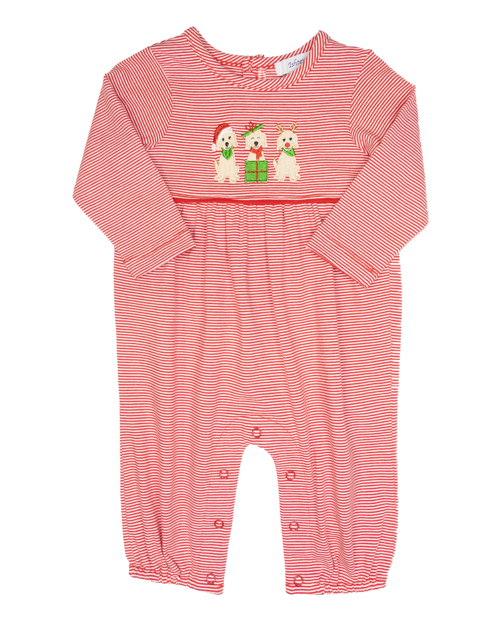 Ishtex 6F158 Holiday Dog Trio GIRL Romper