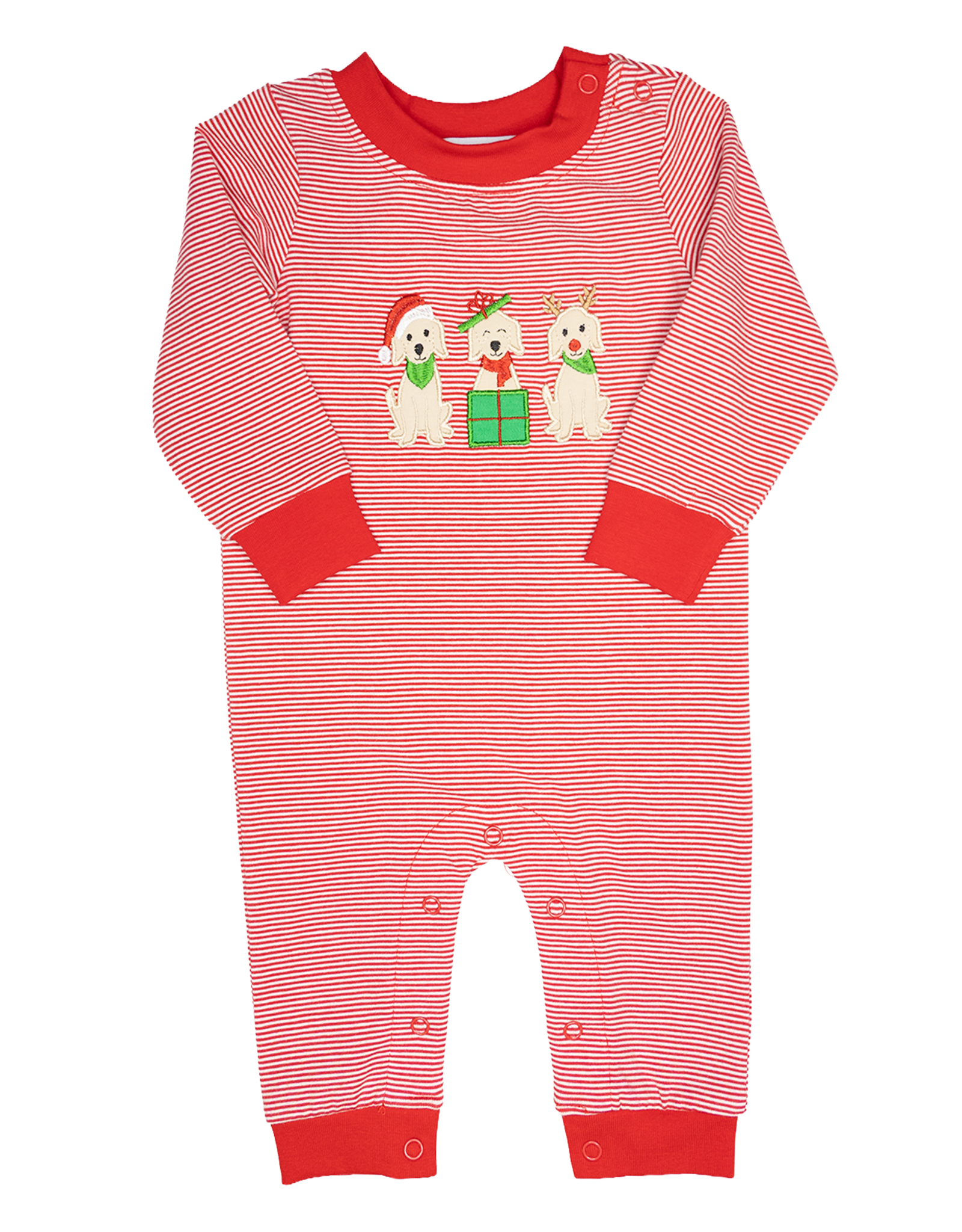 Ishtex 6F160 Holiday Dog Applique Boy Romper