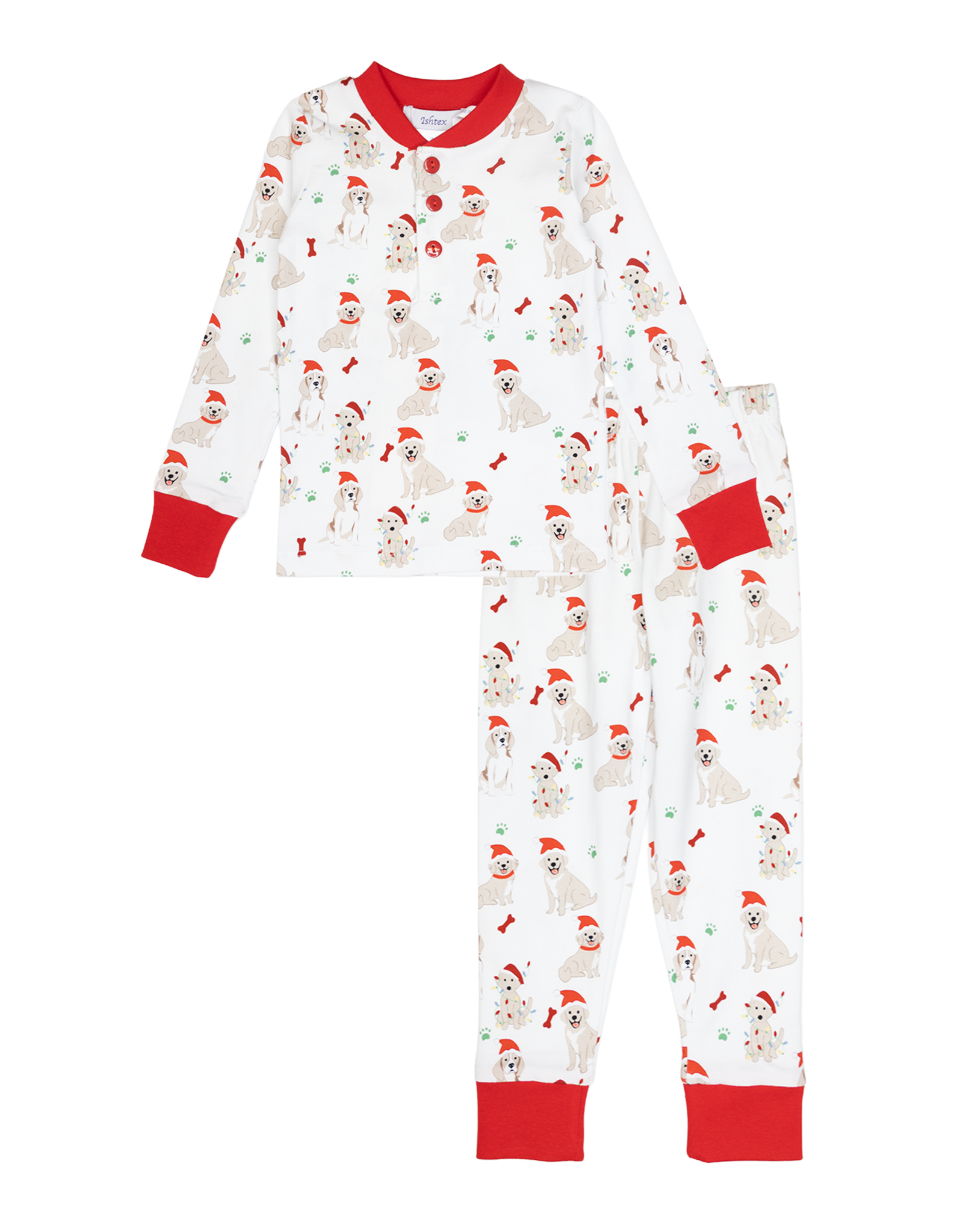 Ishtex 6F187 Santa Paws PJ Set