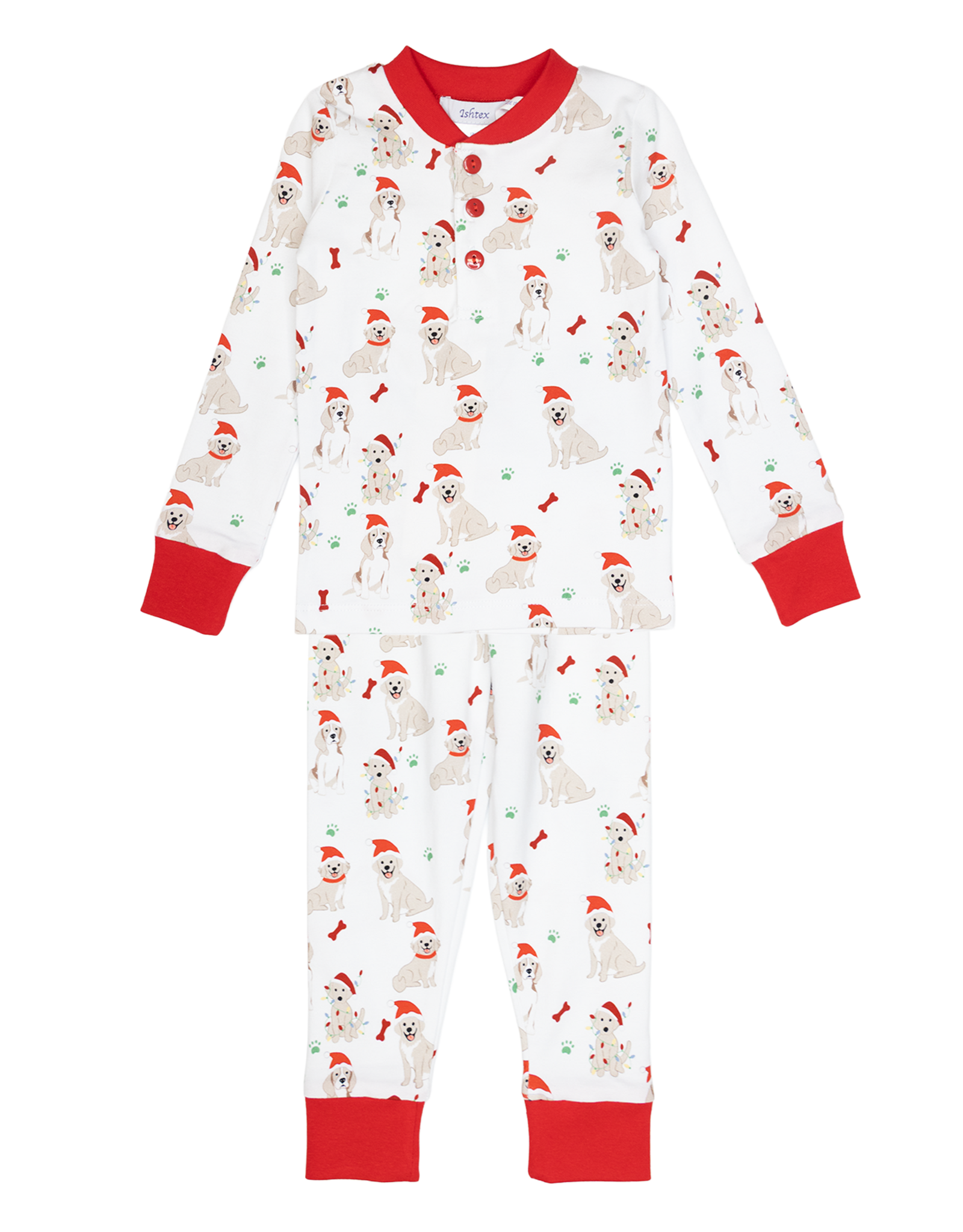 Ishtex 6F187 Santa Paws PJ Set