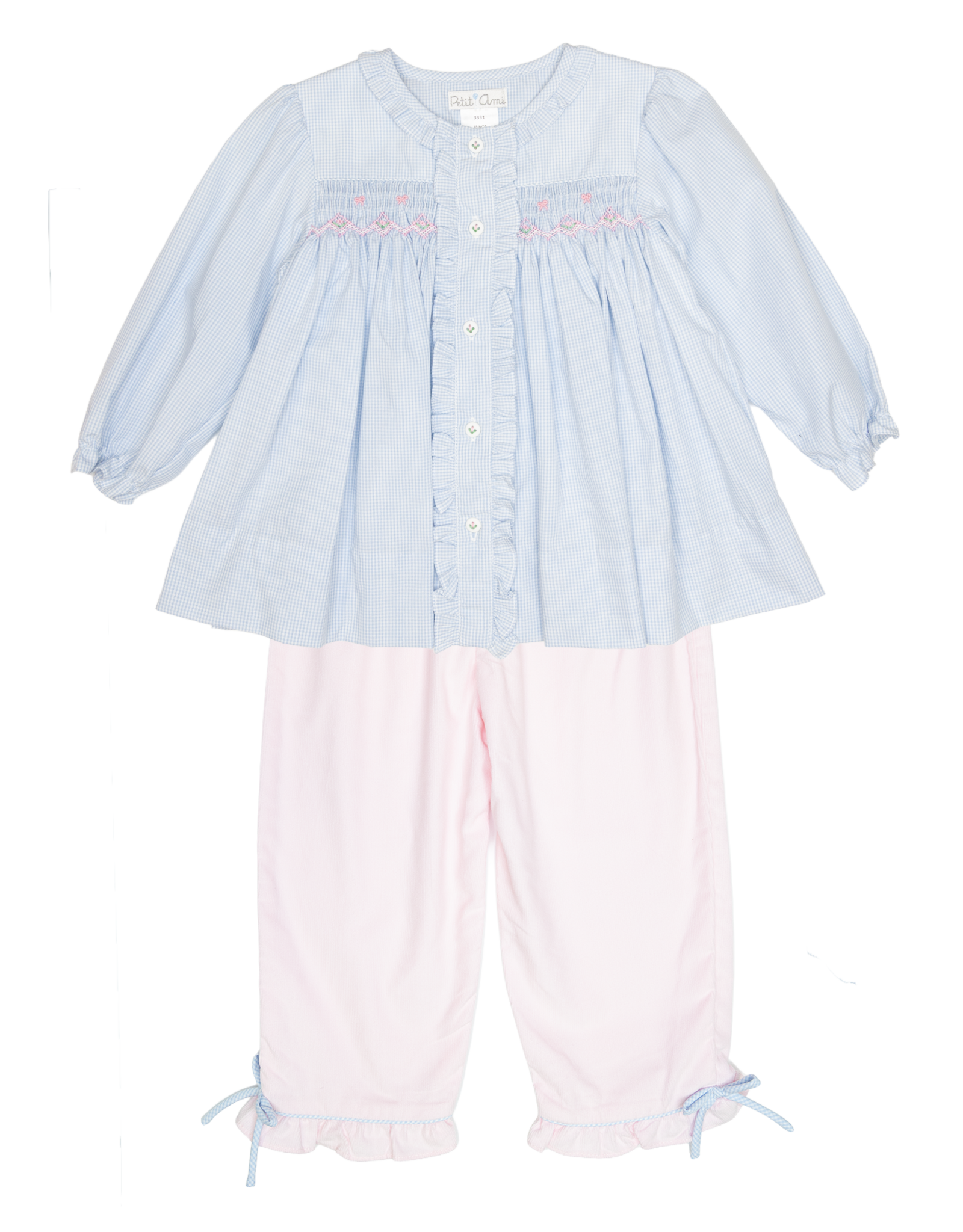 Petit Ami 3/4331 Blue Gingham Pant Set