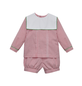Remember Nguyen Red Windowpane Short Set