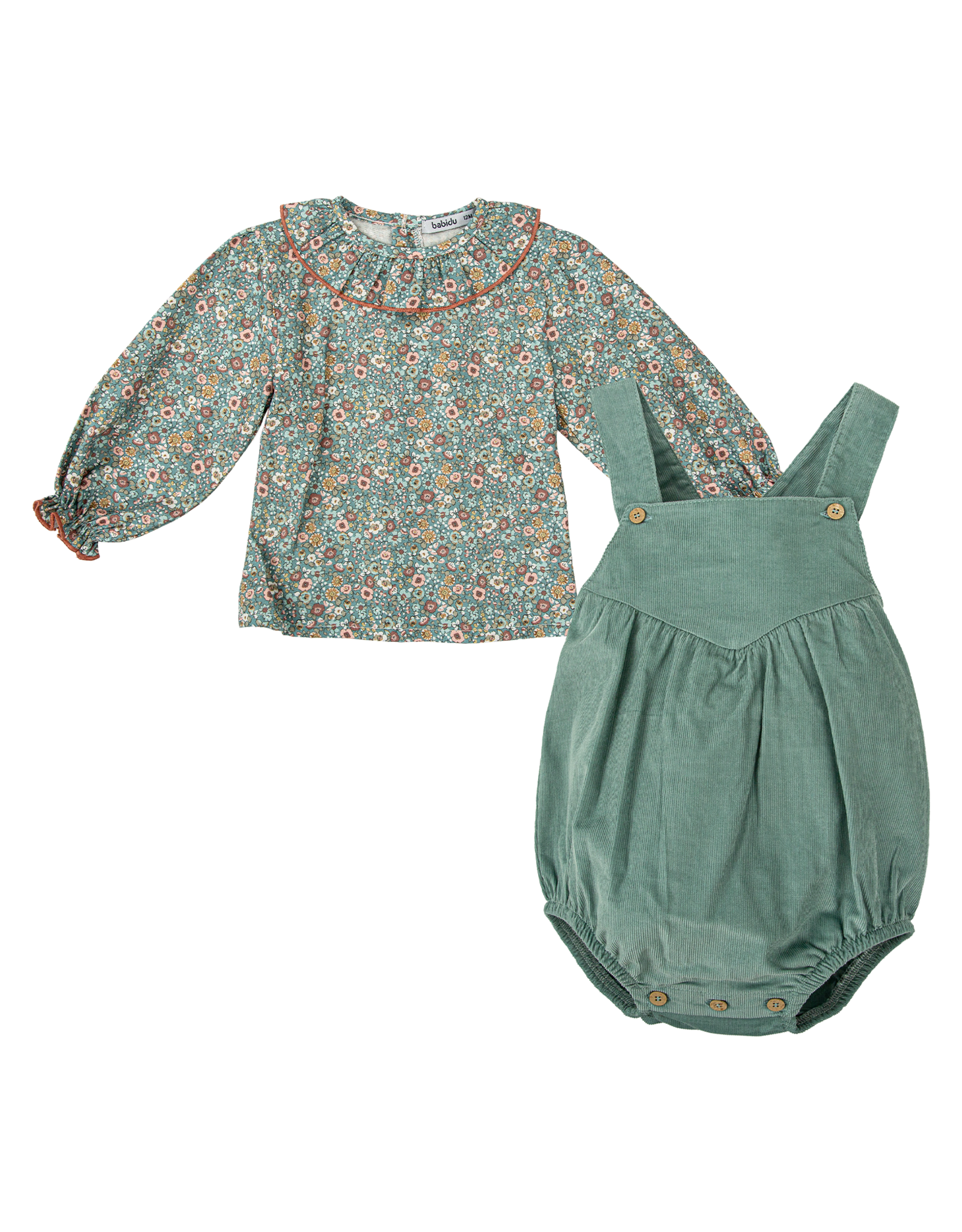 Babidu 31631 Green Floral Blouse Set