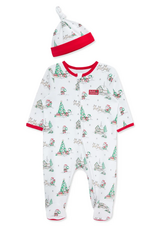 Little Me LMF26 Holiday Scene Footie/Hat