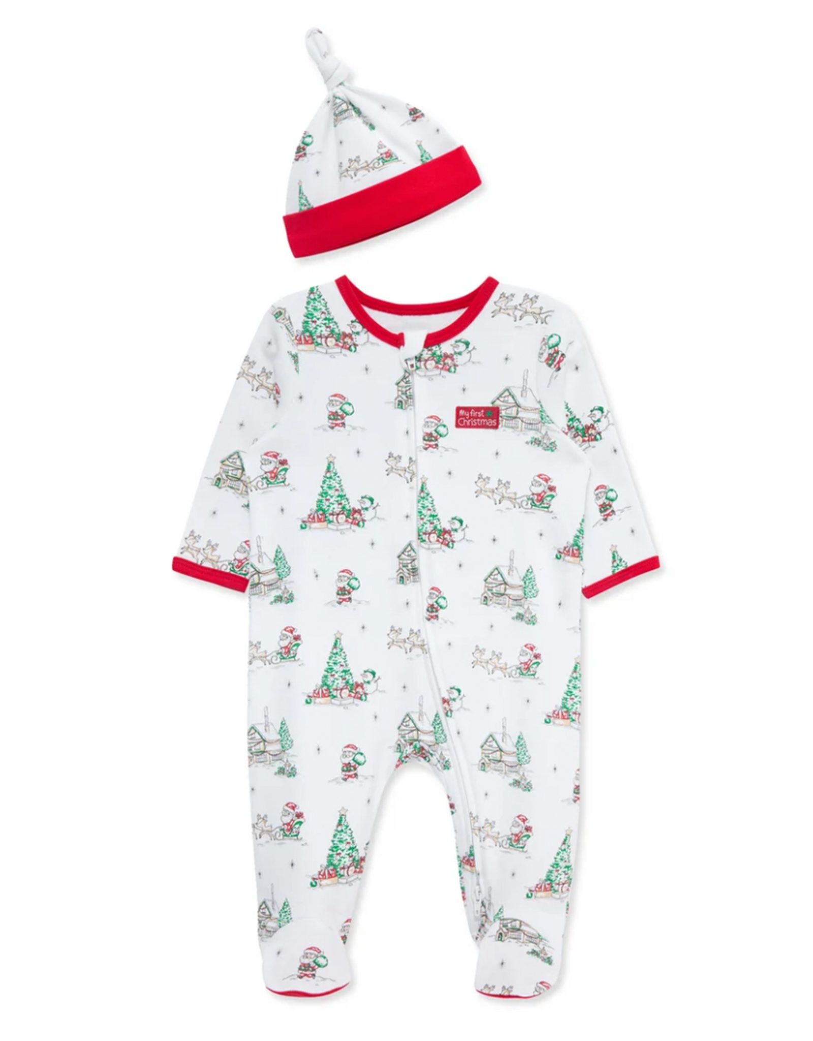 Little Me LMF26 Holiday Scene Footie/Hat