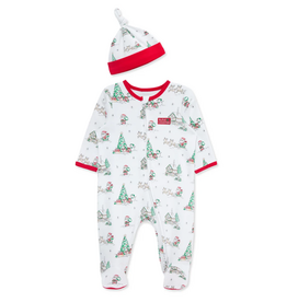 Little Me Holiday Scene Footie/Hat