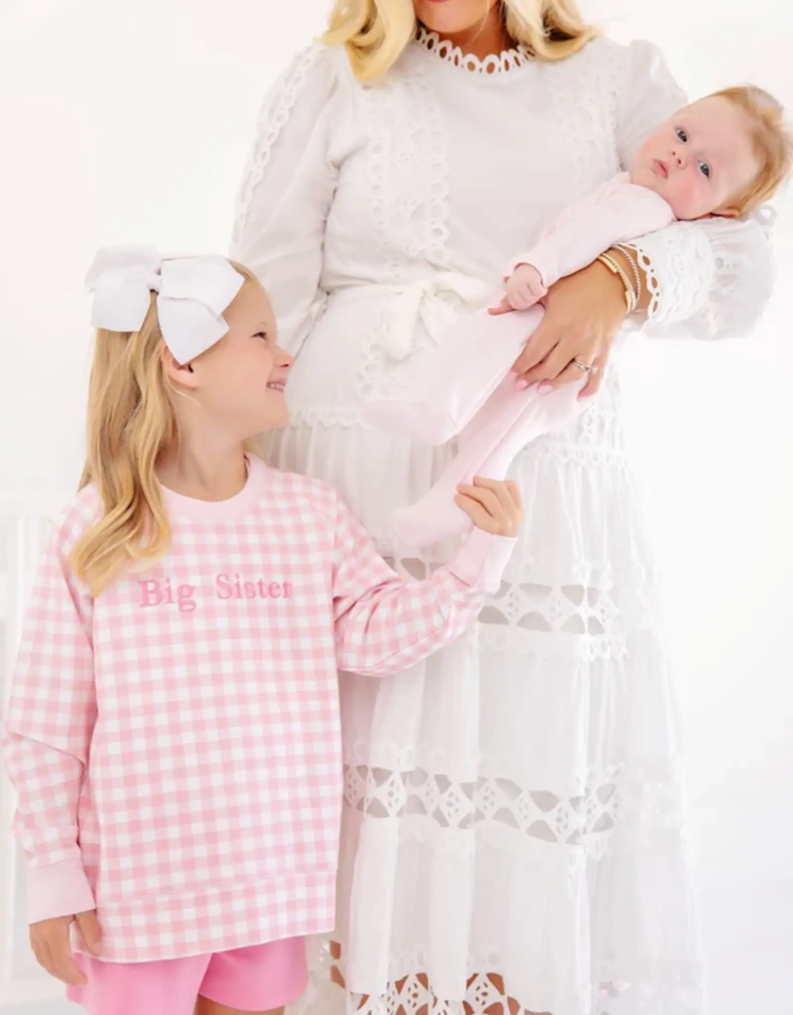 TBBC Cassidy Crewneck Pink Gingham Big Sister