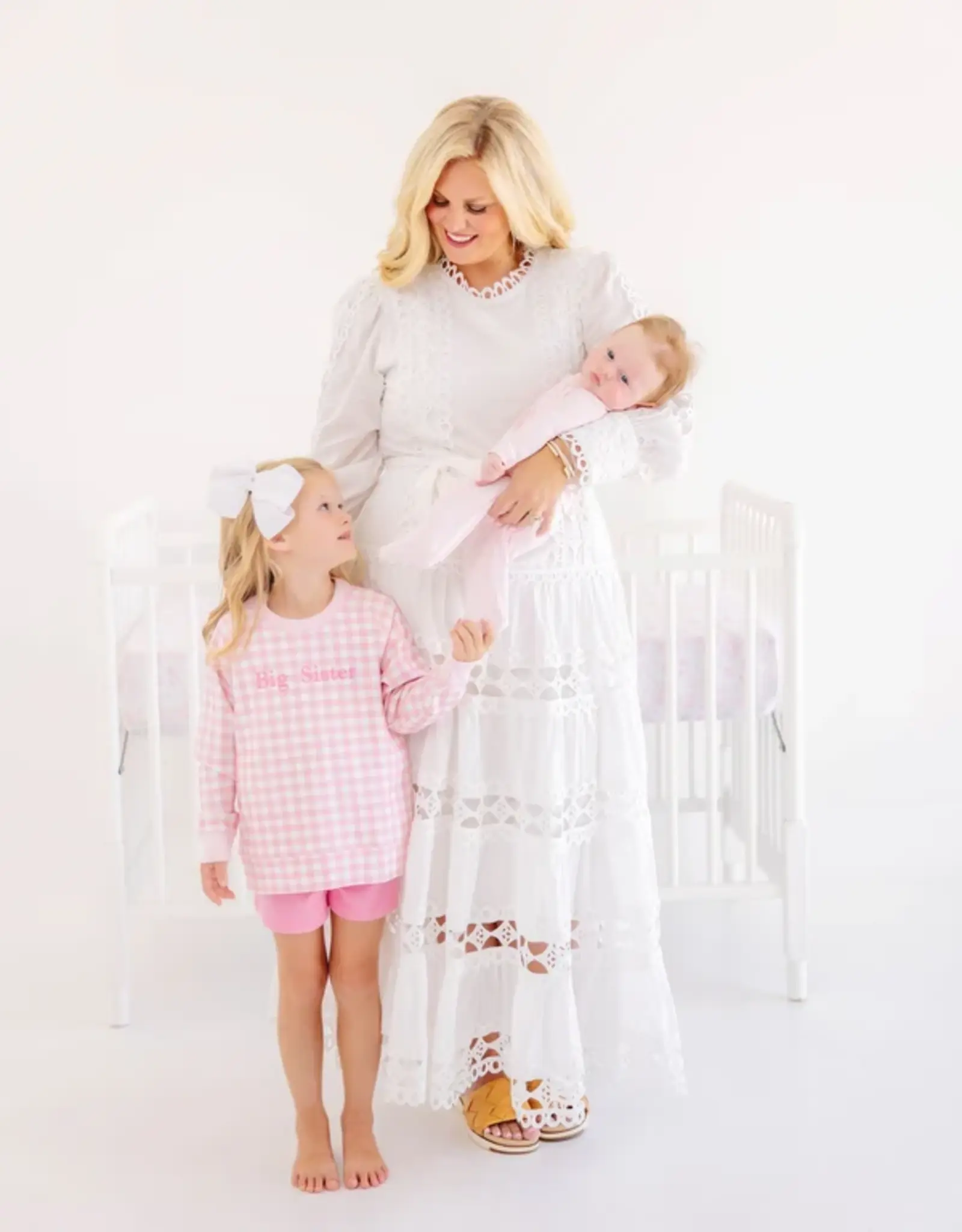 TBBC Cassidy Crewneck Pink Gingham Big Sister