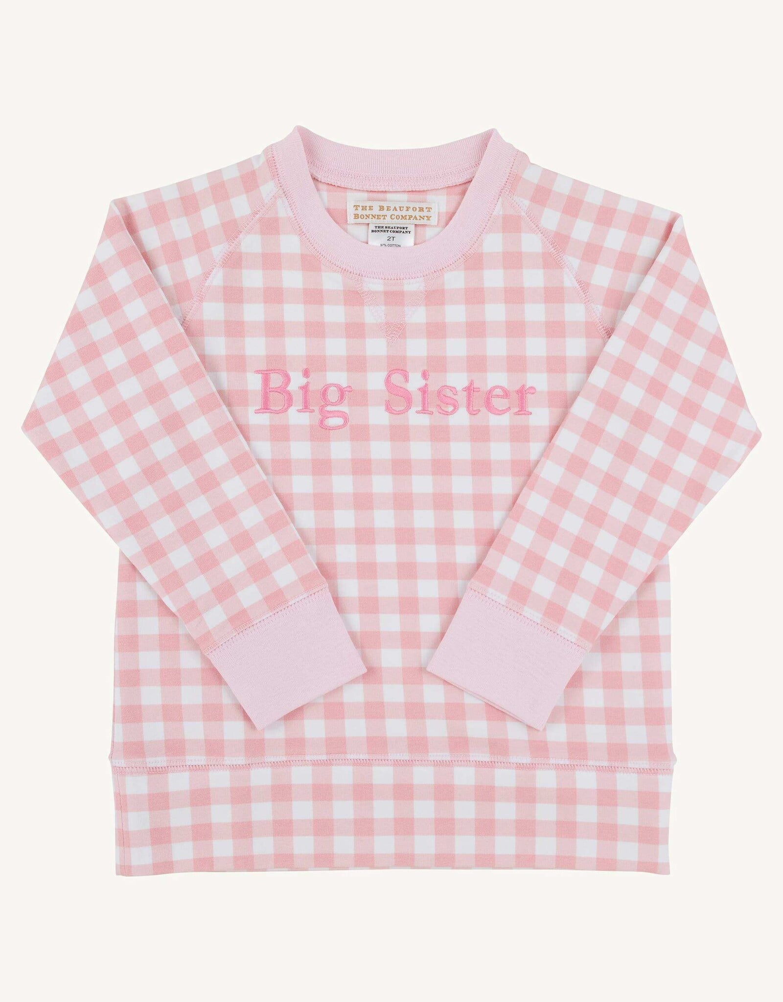TBBC Cassidy Crewneck Pink Gingham Big Sister