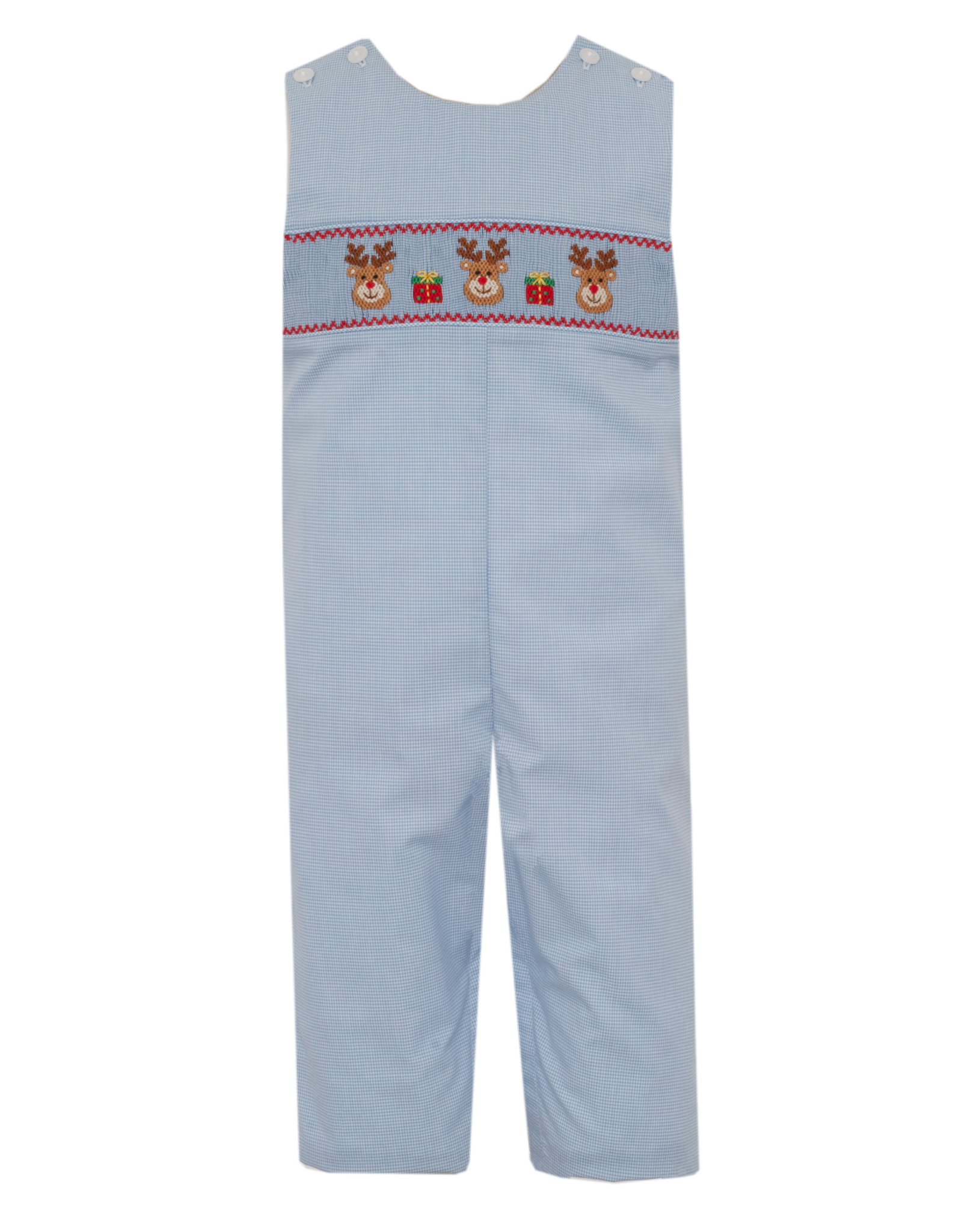 Petit Bebe 140K Blue Reindeer Smocked Longall