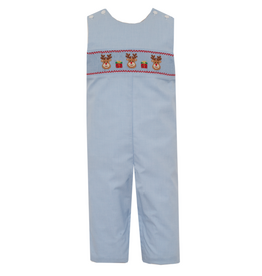 Petit Bebe Blue Reindeer Smocked Longall