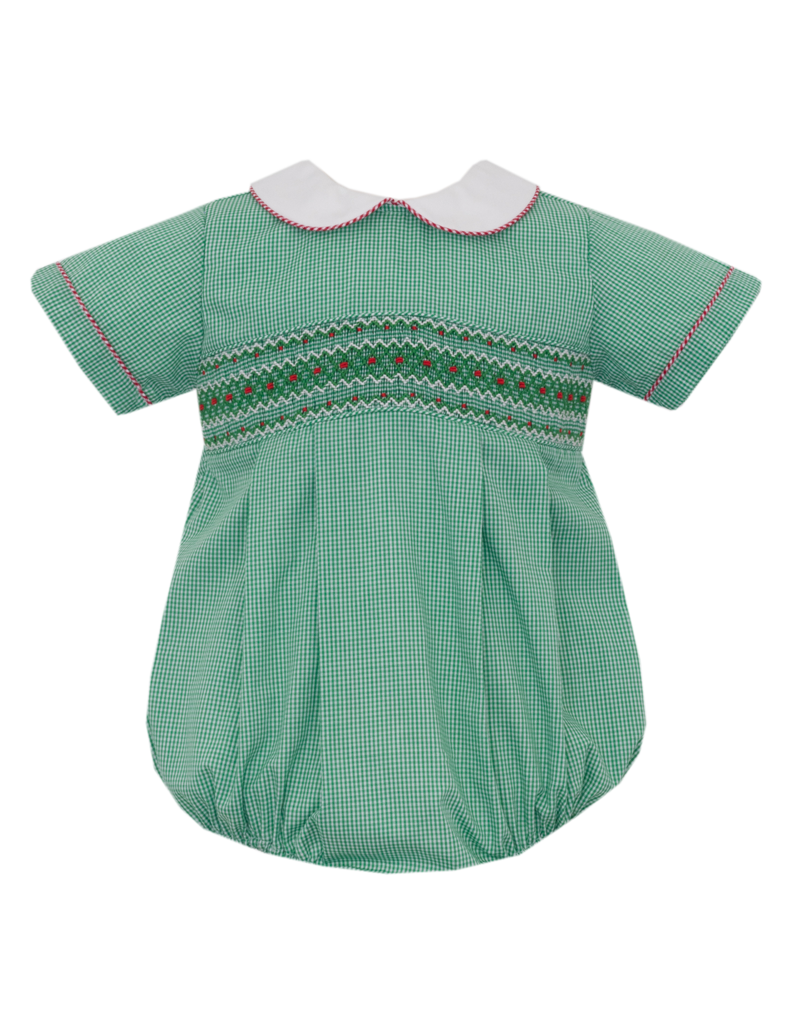 Petit Bebe 113BB Sebastian Green Check Smocked Bubble