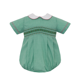 Petit Bebe Sebastian Green Check Smocked Bubble