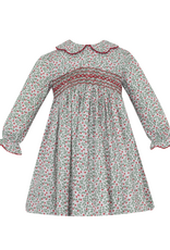 Petit Bebe 112DL Sophia LS Holiday Floral Smocked Dress