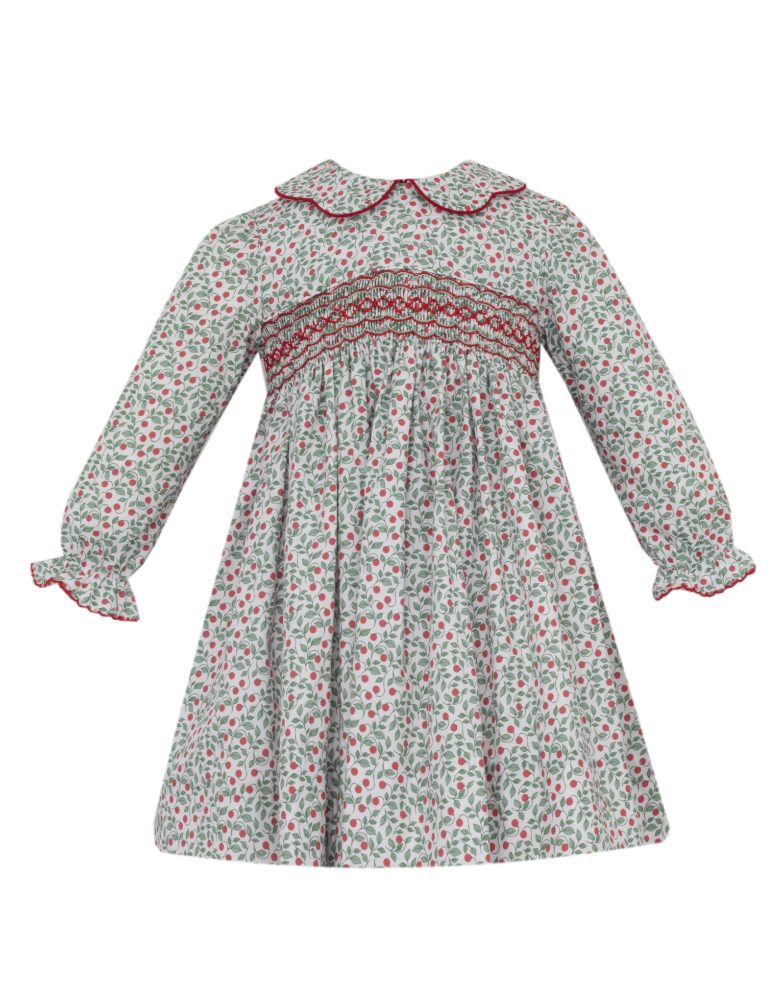 Petit Bebe 112DL Sophia LS Holiday Floral Smocked Dress