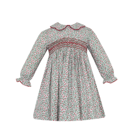 Petit Bebe Sophia Long Sleeve Holiday Floral Smocked Dress