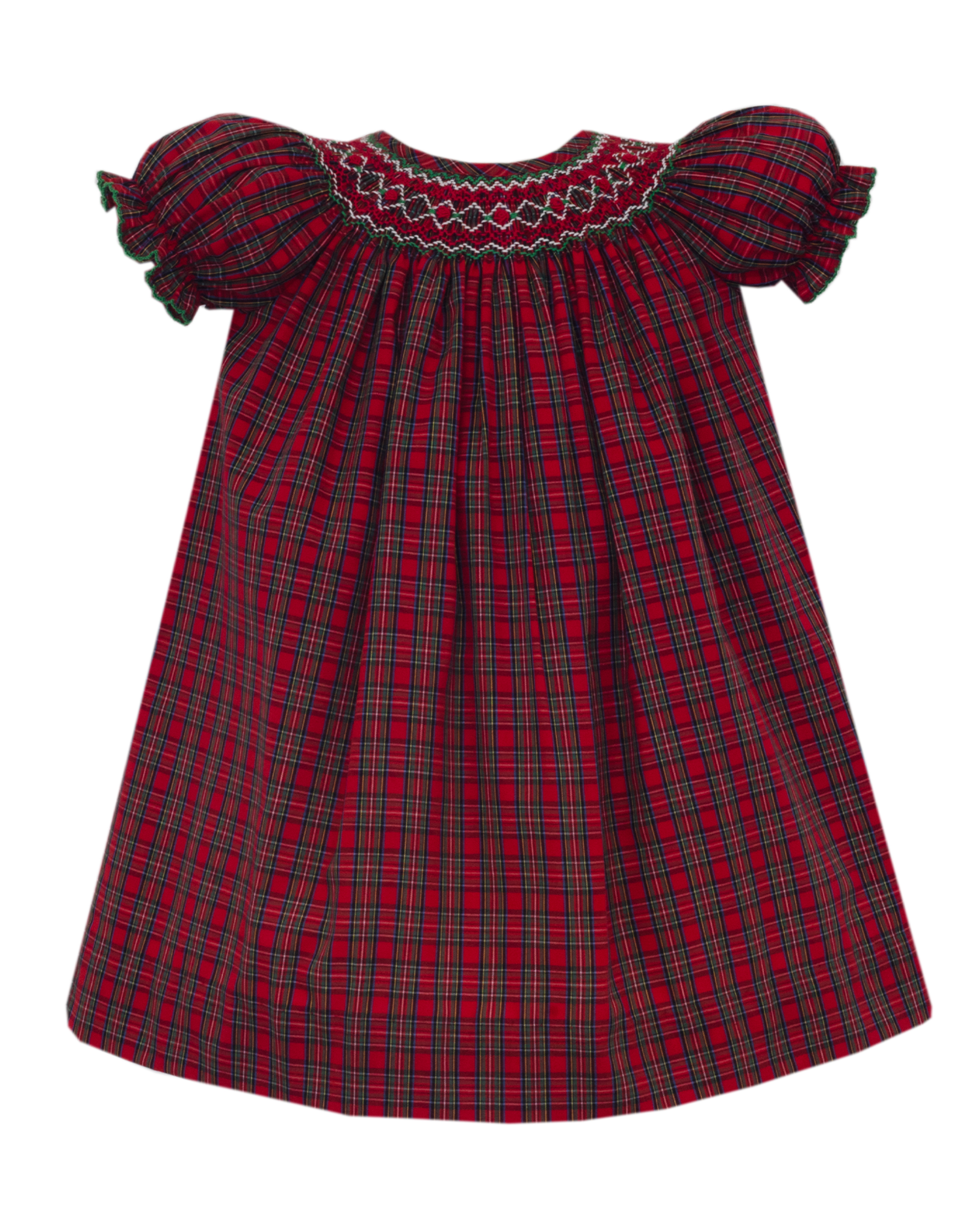 Petit Bebe 111A Red Plaid Smocked Bishop Dress