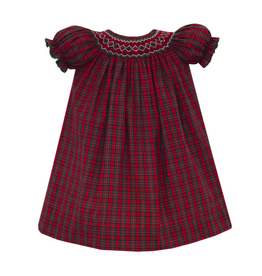Petit Bebe Red Plaid Smocked Bishop Dress