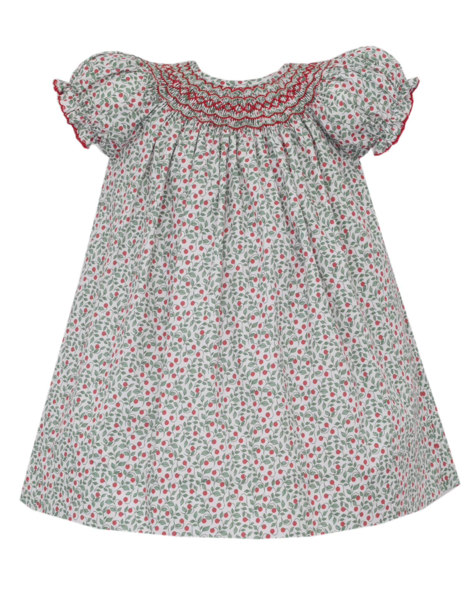 Petit Bebe 112A Sophia Holiday Floral Smocked Bishop Dress