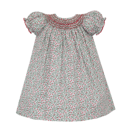 Petit Bebe Sophia Holiday Floral Smocked Bishop Dress