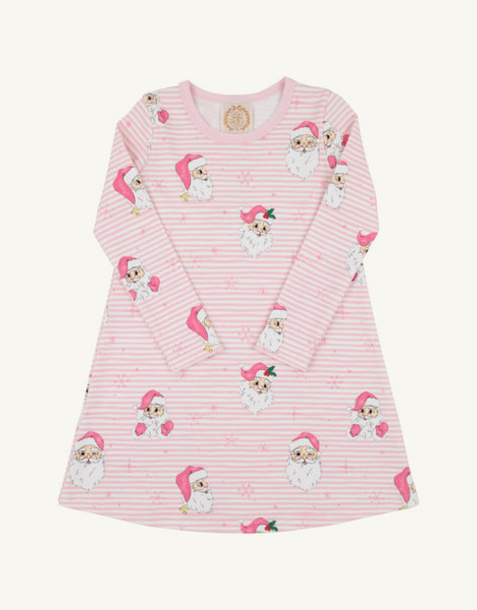 TBBC LS Polly Play Dress Dear Santa Palm Beach Pink Stripe