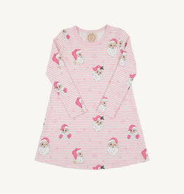 TBBC Long Sleeve Polly Play Dress Dear Santa Palm Beach Pink Stripe