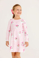 TBBC LS Polly Play Dress Dear Santa Palm Beach Pink Stripe