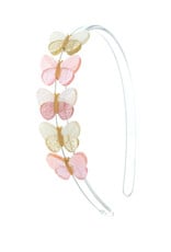 Lilies & Roses LR Headband Butterflies Shimmer Pink H063A-3V