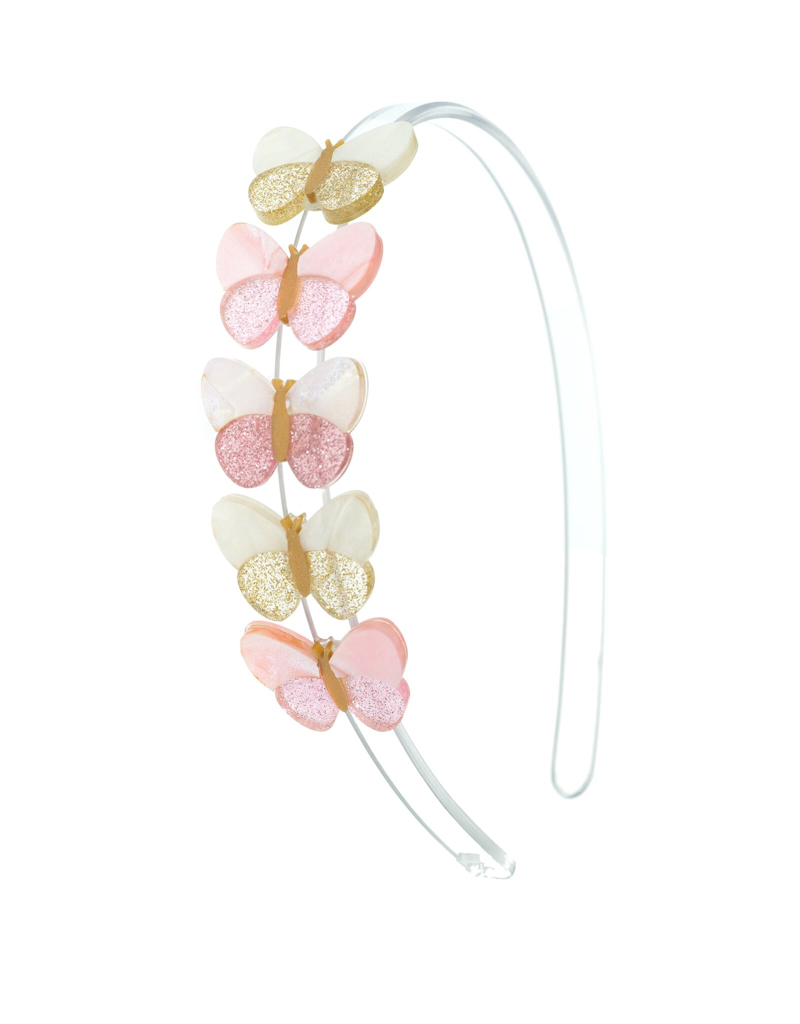 Lilies & Roses LR Headband Butterflies Shimmer Pink H063A-3V