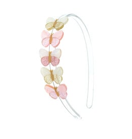 Lilies & Roses Headband Butterflies Shimmer Pink