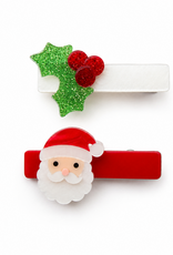Lilies & Roses LR Alligator Clips Santa Claus Glitter Red Bow AC241BB-7A