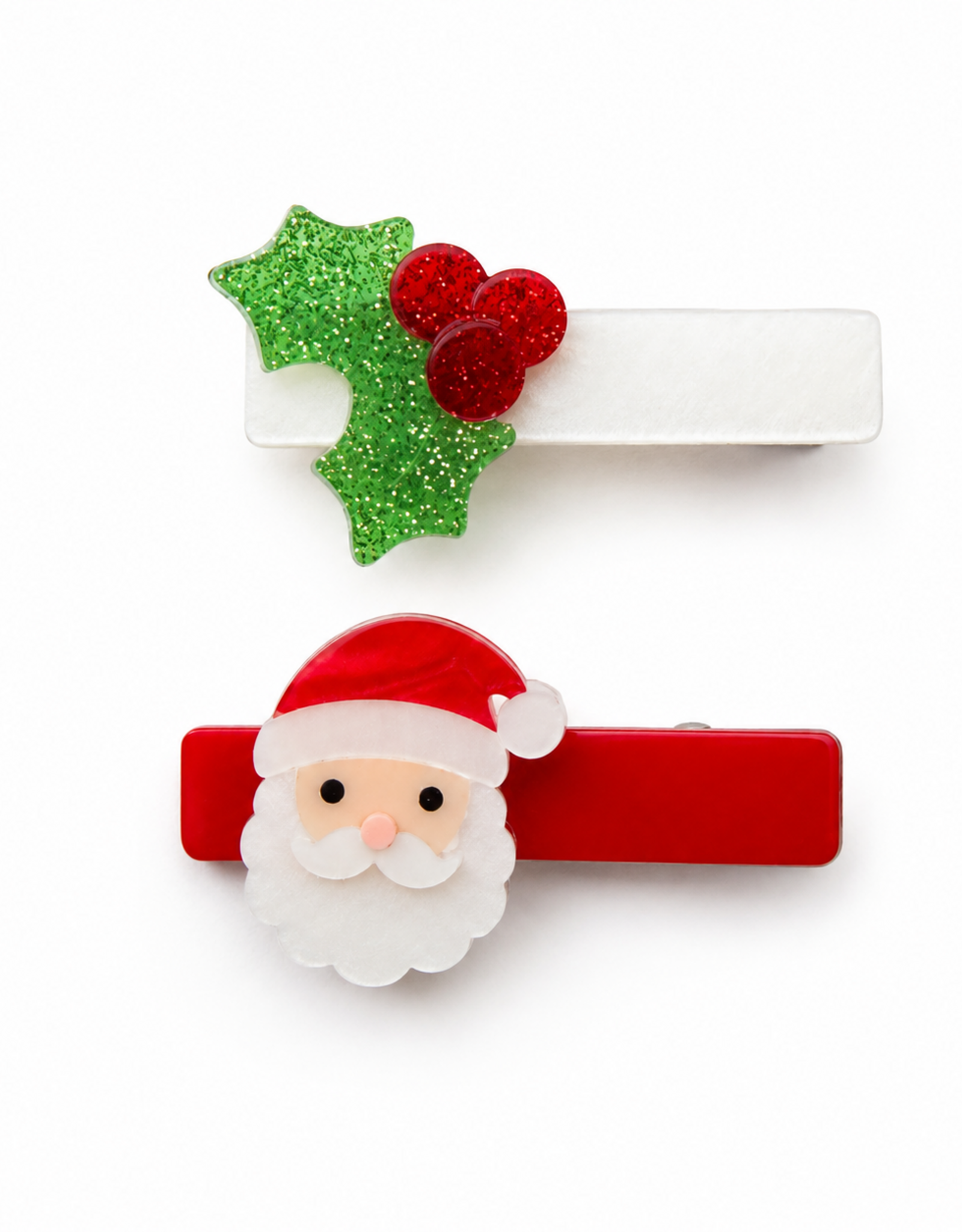 Lilies & Roses LR Alligator Clips Santa Claus Glitter Red Bow AC241BB-7A