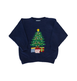 The Smiley Crab Navy Christmas Tree Sweater