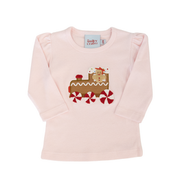 The Smiley Crab Pink Gingerbread Train Shirt