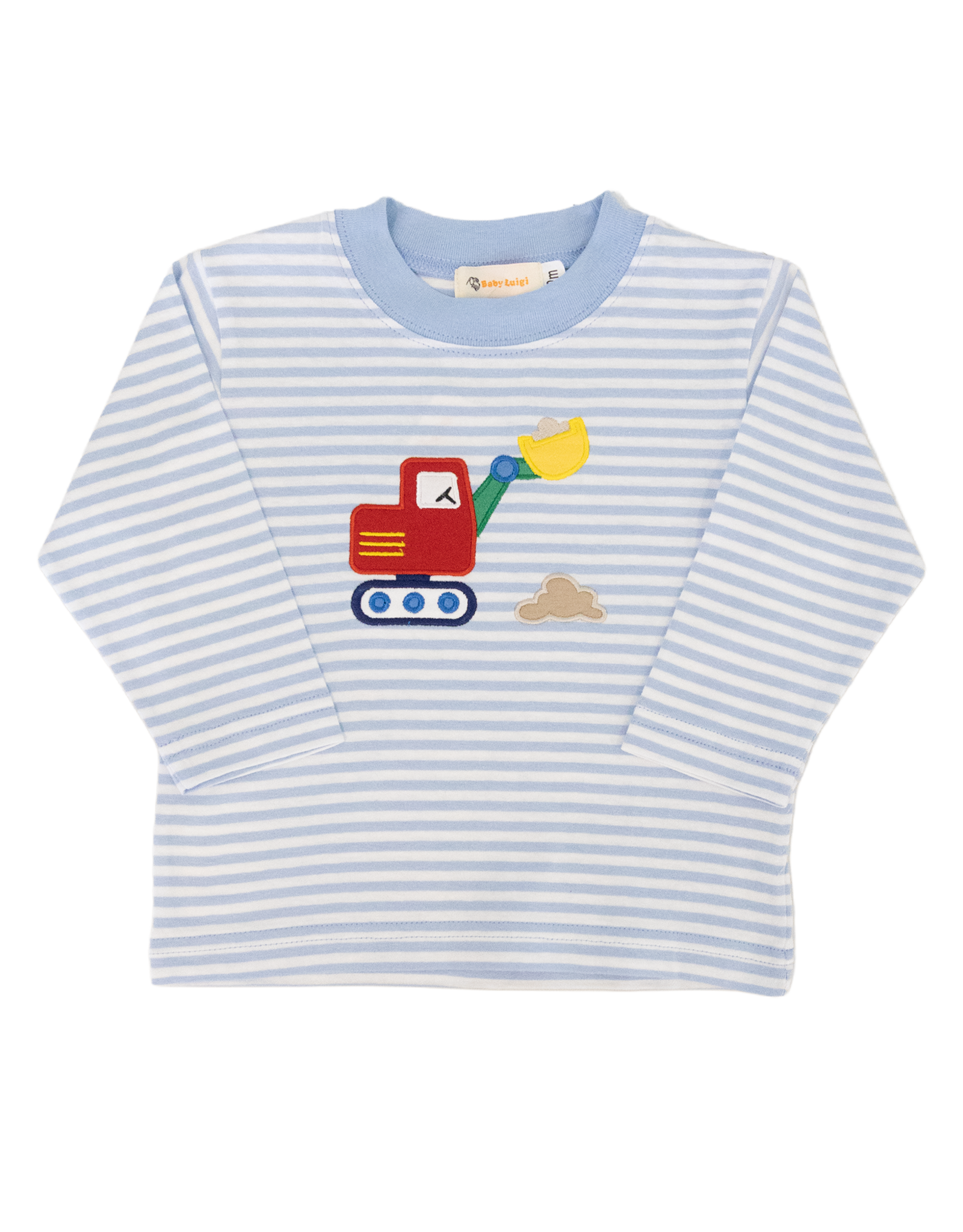 Luigi F26 LS Shirt Sky Blue Stripe Backhoe