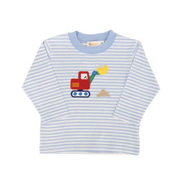Luigi Long Sleeve Shirt Sky Blue Stripe Backhoe
