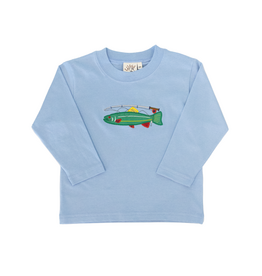 Luigi Long Sleeve Shirt Blue Trout Fly Rod
