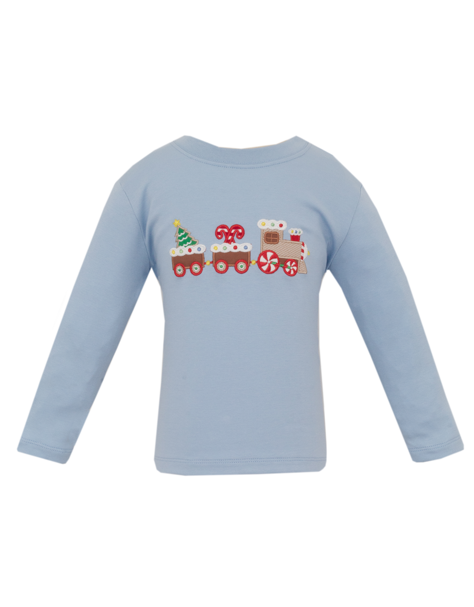 Claire and Charlie 5034PL Gingerbread Train Applique Shirt