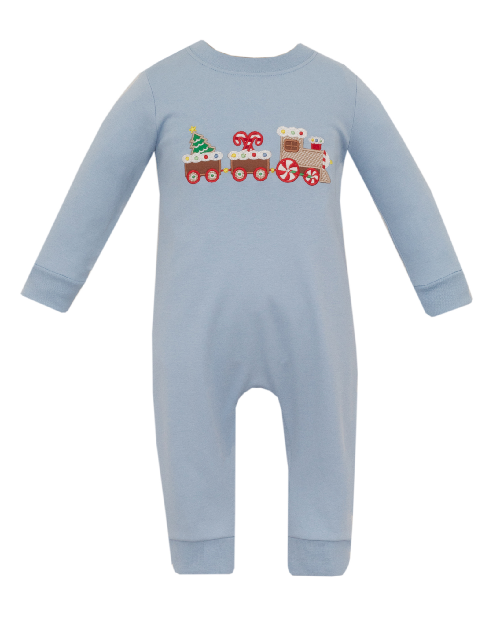 Claire and Charlie 5034H Gingerbread Train Applique Romper