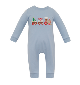 Claire and Charlie Gingerbread Train Applique Romper