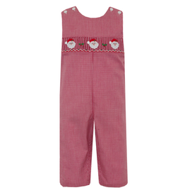 Petit Bebe Red Gingham Santa Face Smocked Longall