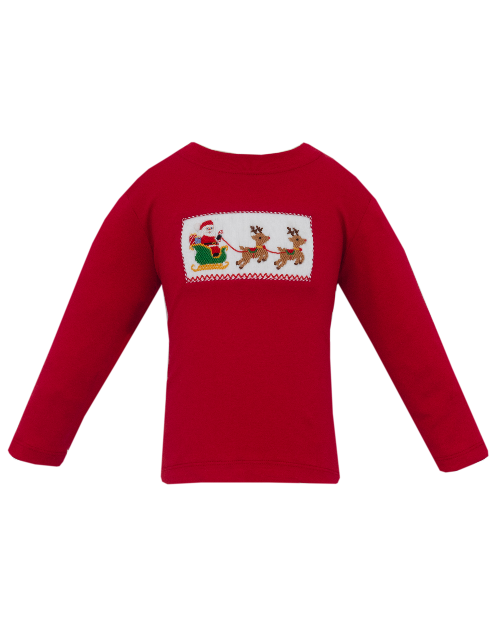 Anavini 325PL Santa Sleigh Red  Smocked Shirt
