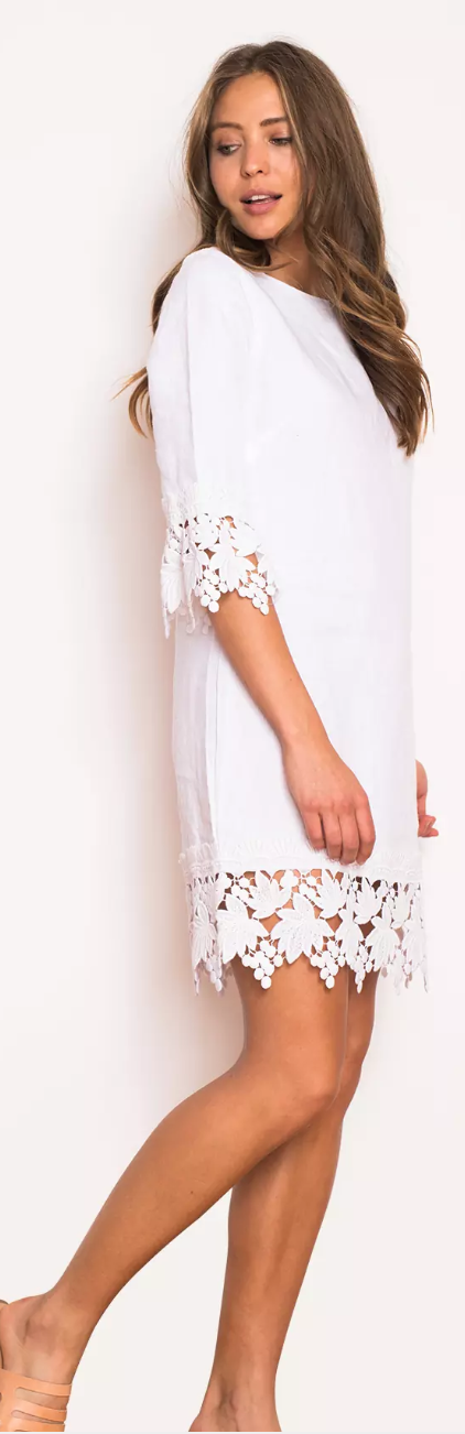 short white linen dress