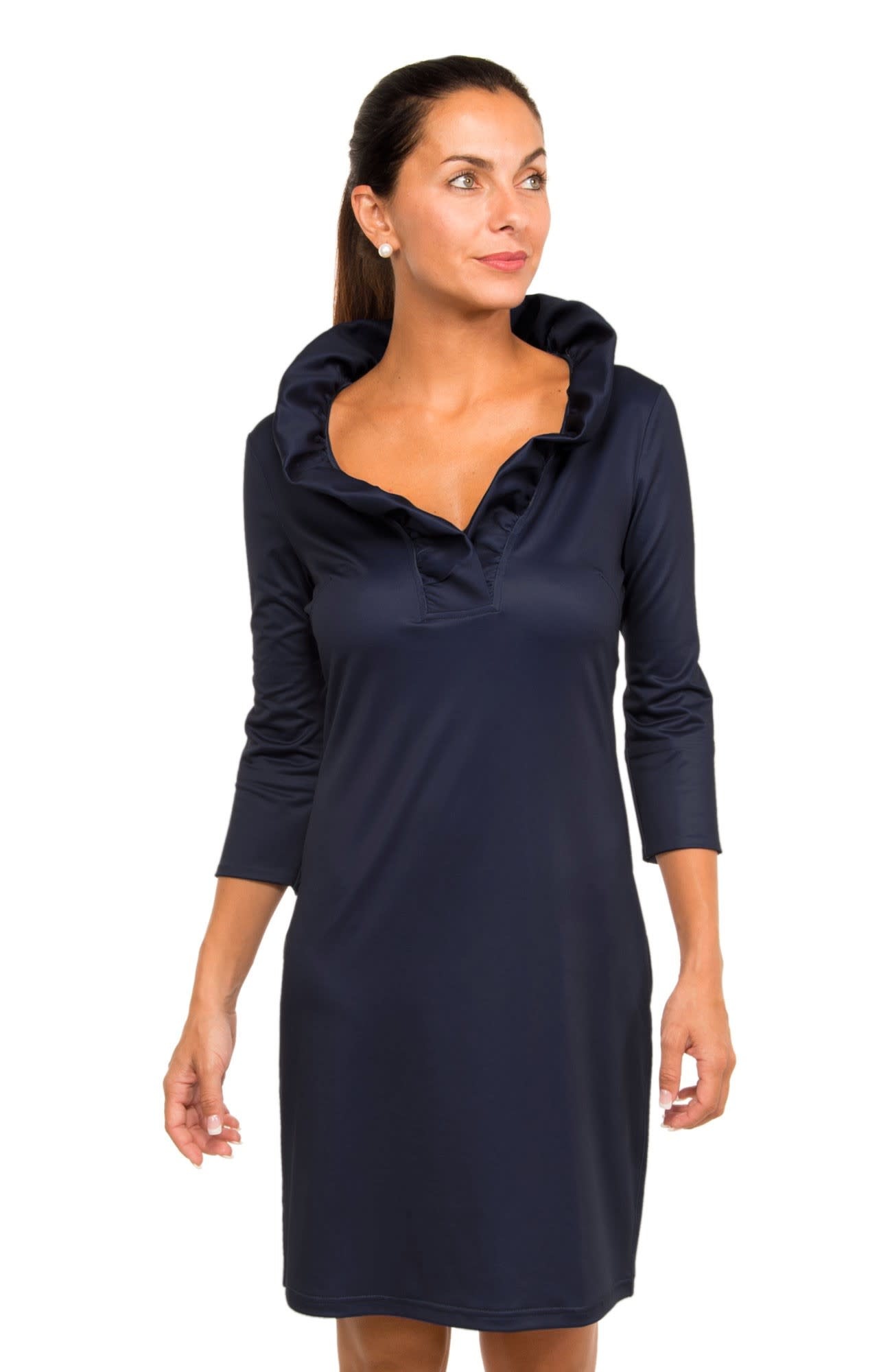 Gretchen Scott JDRNSO RUFFNECK DRESS Women's Dresses - Twist Boutique