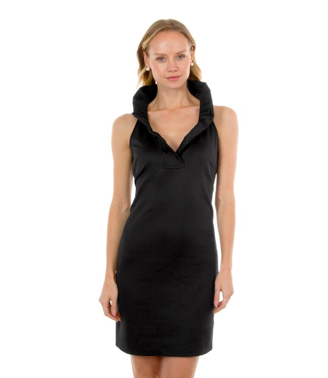 Gretchen Scott Jersey Ruffneck Sleeveless Dress - Black