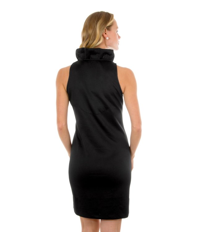 Gretchen Scott Jersey Ruffneck Sleeveless Dress - Black