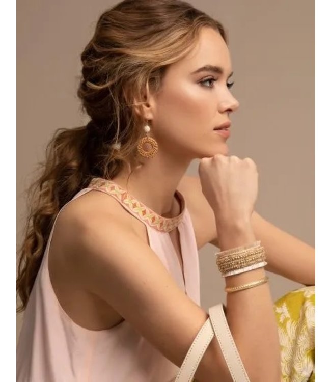 Spartina WOVEN RING EARRINGS TAUPE