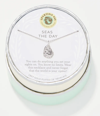 Spartina "SLV NECKLACE 18"" SEAS THE DAY/OYSTER SIL"