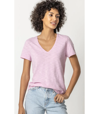 V-Neck Short Sleeve Back Seam Tee